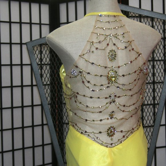 Sunshine Yellow Gown with Jewelled Sheer Back - Picture 6 of 11